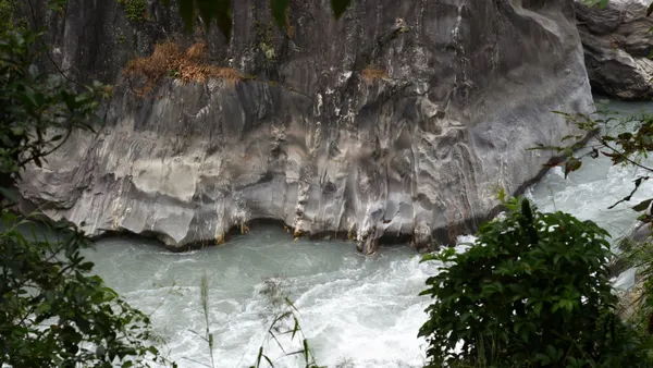 The Budi Gandaki River thundering through deep rock walls