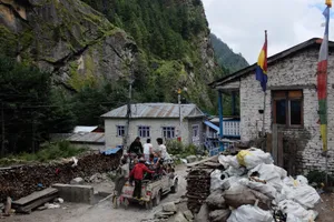 Daily life in a stone village along the trail