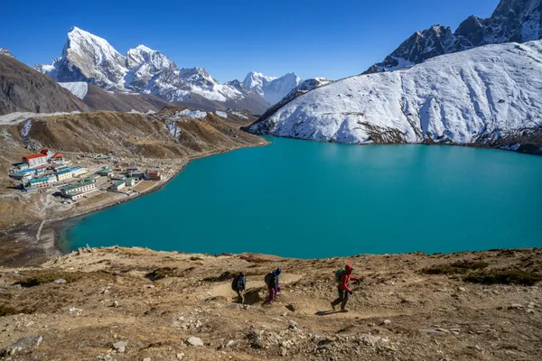 Crystal-clear waters of the third Gokyo Lake at 4,750 m