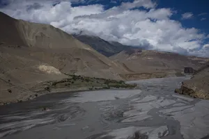 The wide braided Kali Gandaki River
