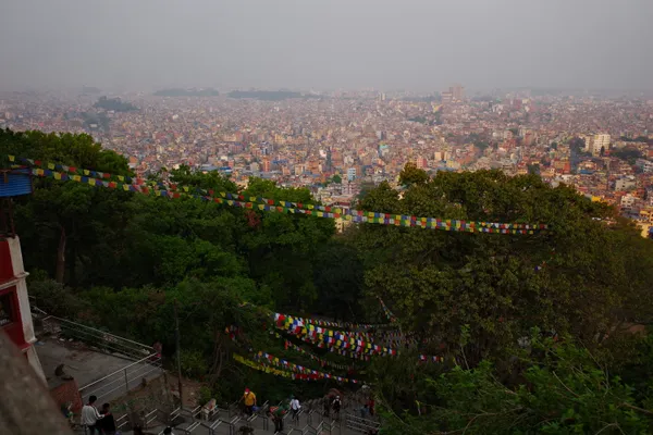 The dense urban landscape of Kathmandu Valley from Swayambhunath