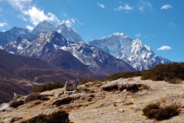 Ama Dablam and Taboche dominating the horizon from the trail to Dingboche