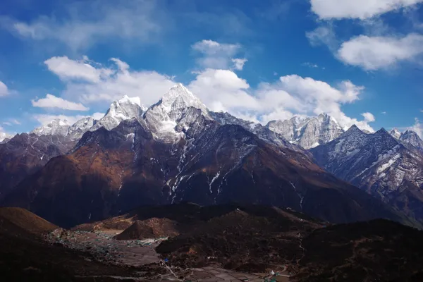 Mount Khumbila rising above the trail near Dingboche